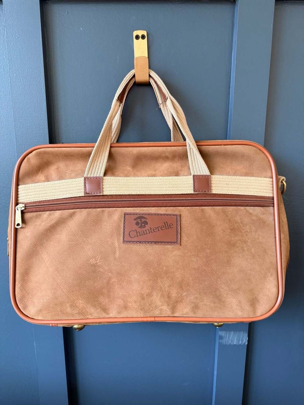 Vintage Chanterelle Mushroom Brown Corduroy Carry-On Overnight Luggage Bag